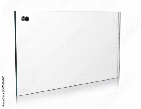 Obraz Clear rectangular sheet with a black circular fixture at the top left corner