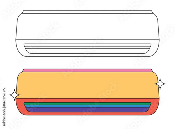 Fototapeta Illustration line art air conditioning retro unique design