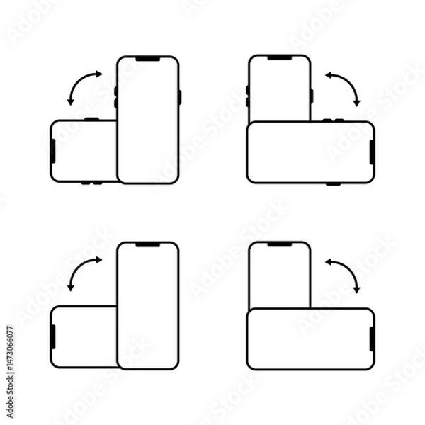 Fototapeta Rotate smartphone icon set. Mobile phone rotation sign symbol