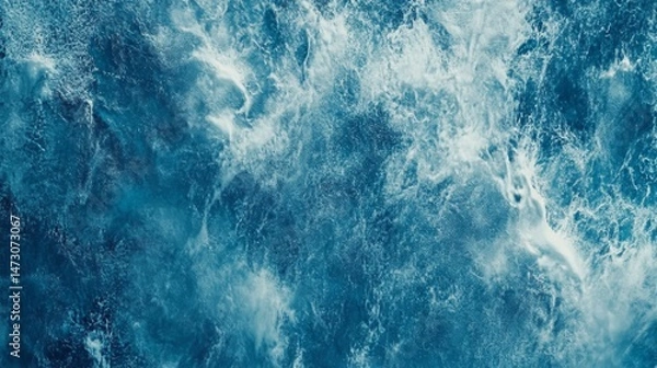 Fototapeta Deep Ocean Waves: A Dramatic Underwater Scene blue background