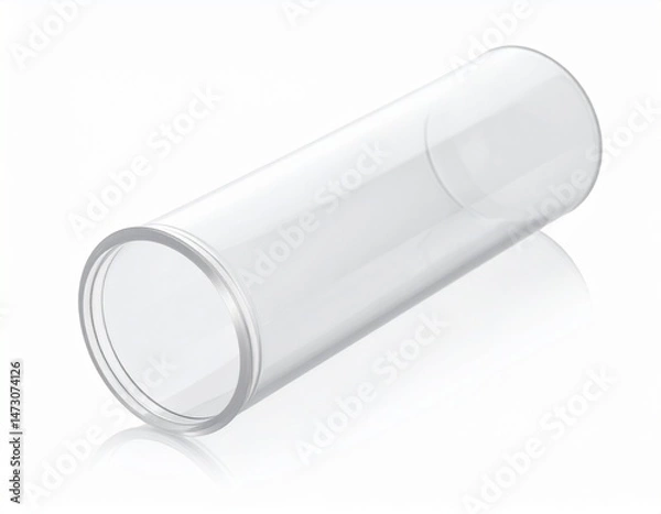 Fototapeta Clear tube lying horizontally, catching light with subtle shadows below