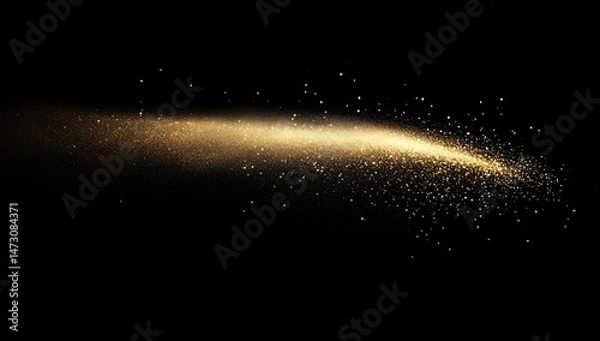 Obraz Golden dust trail across black background