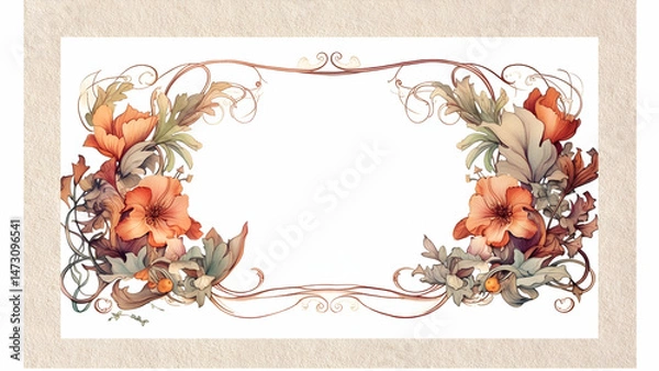 Obraz A decorative floral border design with elegant swirls and soft colors.