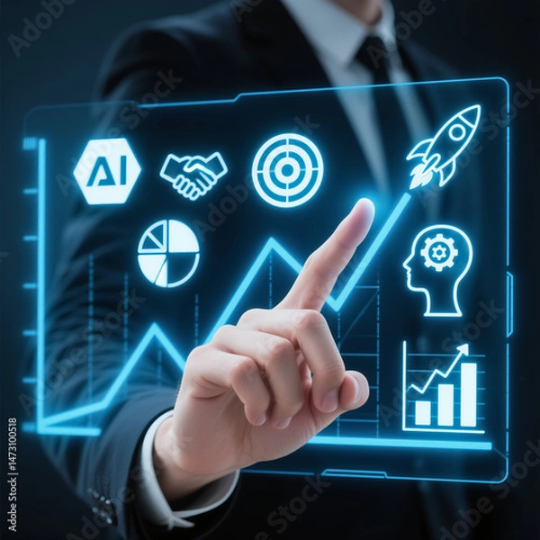 Fototapeta Business Growth Strategy Development with Technology and Innovation Concept