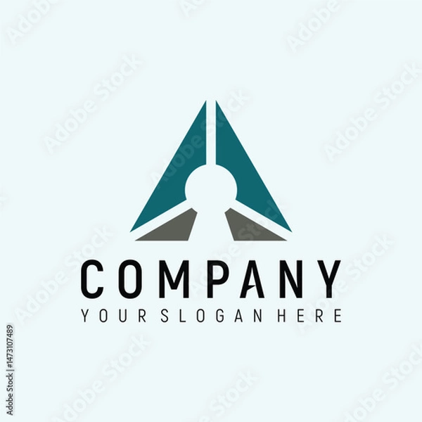 Fototapeta key triangle concept logo design vector template