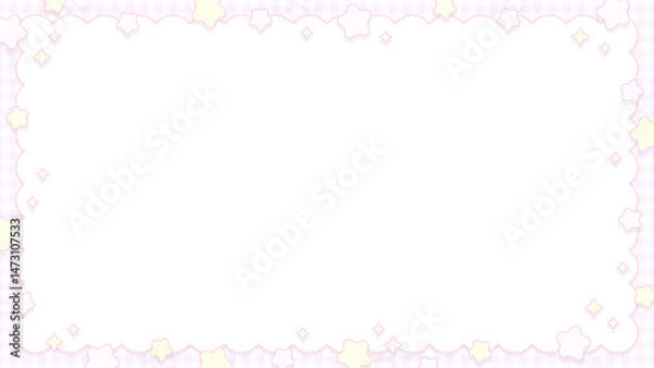 Obraz ふわふわな雲と星のメルヘンな横長のフレーム背景