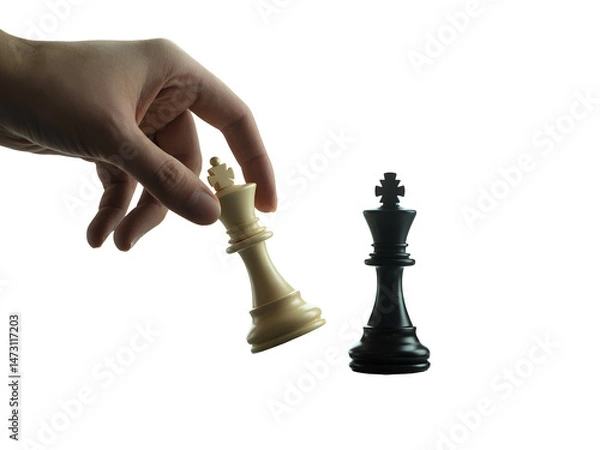 Obraz Player defeating his opponent and winning at chess challenge