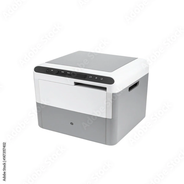 Obraz Modern white and gray printer scanner copier machine for home office use guide on transparent background