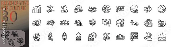Fototapeta regenerative agriculture icon set cannot be edited already expanded and merged
