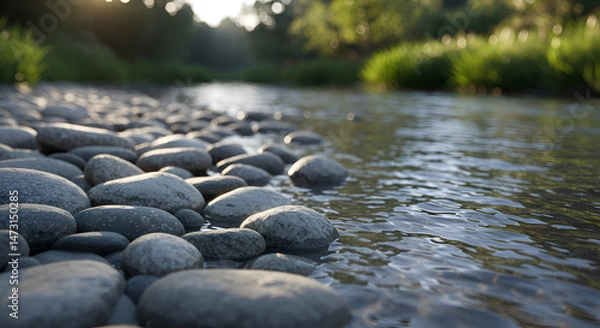 Obraz Smooth river rocks meet flowing water