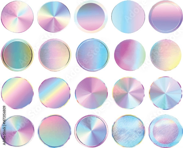 Fototapeta Holographic Circles, Vector Illustration on White Background.