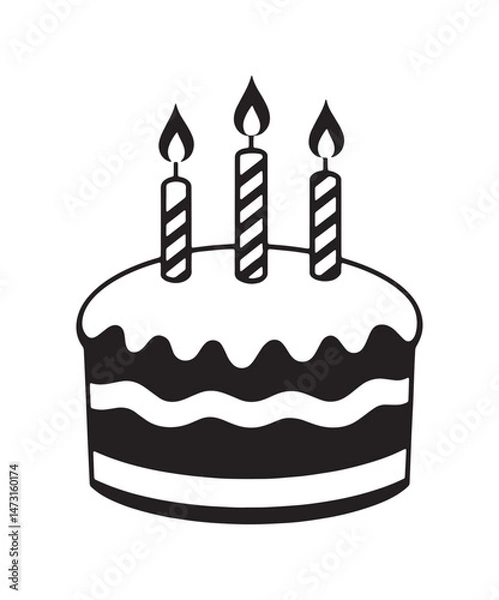 Obraz Birthday cake line art silhouette vector.