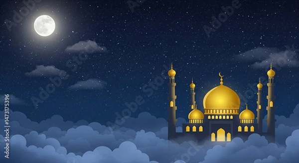 Obraz Mosque illuminated by the radiant moon