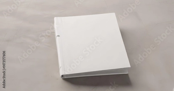 Fototapeta Elegant vertical photo album mockup; pure white pages, clean lines, customizable,  minimalist,  promotion