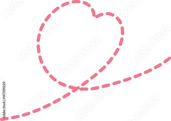 Obraz 赤い点線のくるんとしたハートのベクターイラスト素材