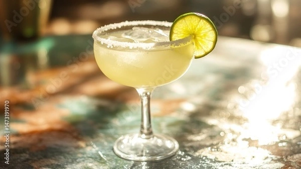 Obraz Refreshing Lime Margarita Cocktail on a Sunny Day