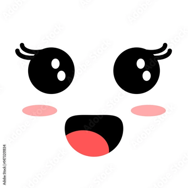 Fototapeta Kawaii Face Expression - Happy with Open Mouth