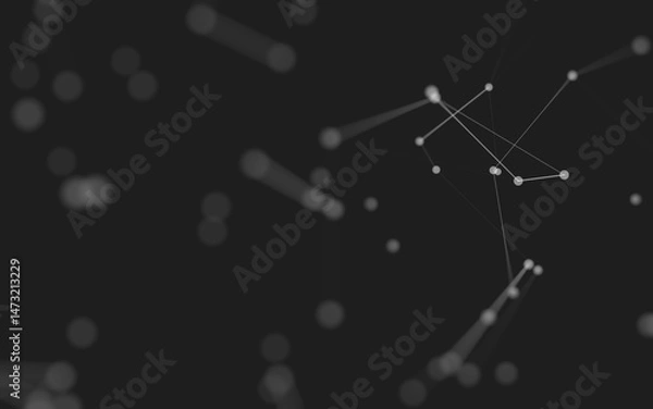 Fototapeta Abstract background. Molecules technology with polygonal shapes, connecting dots and lines. Connection structure. Big data visualization.