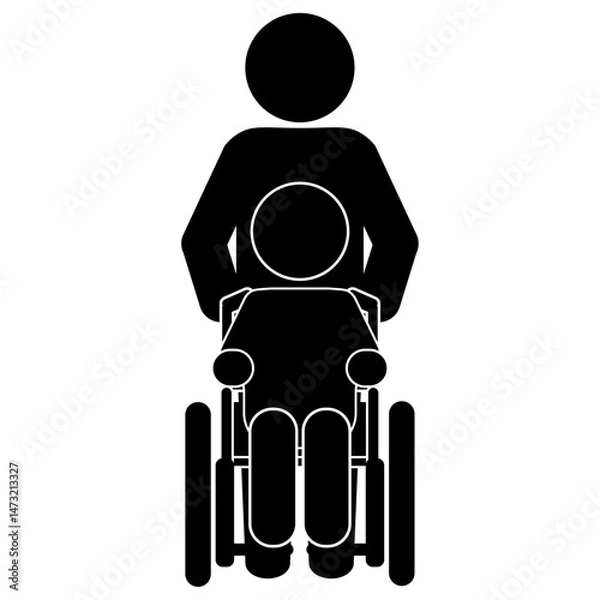 Obraz 車椅子に乗った人とそれを押す人のピクトグラム