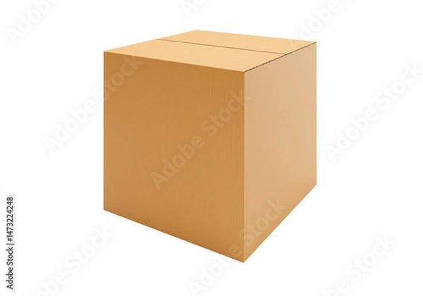 Obraz Brown Cardboard paper box, transparent background