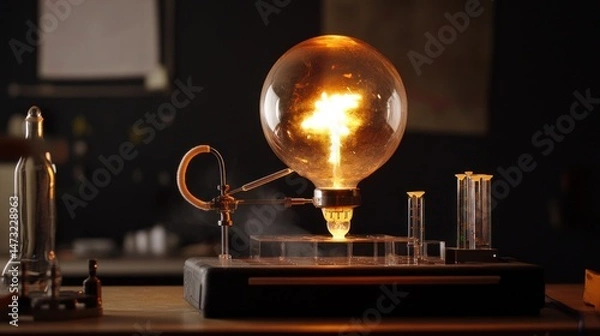 Fototapeta Science experiment, glowing orb