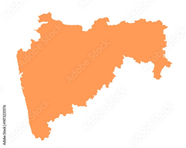 Fototapeta Maharashtra state map in orange – isolated flat vector graphic