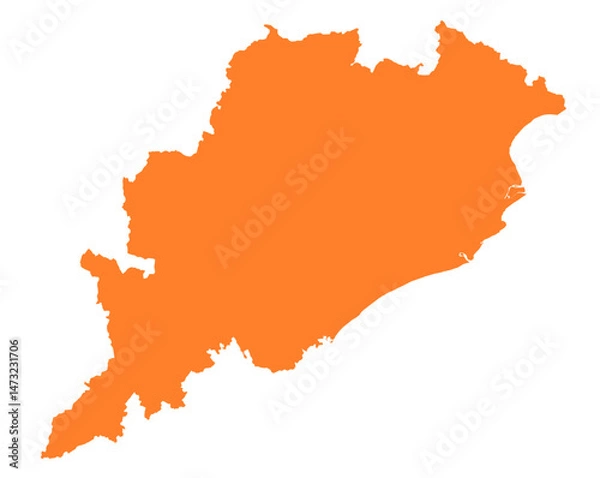 Obraz Odisha state map in orange – isolated flat vector graphic