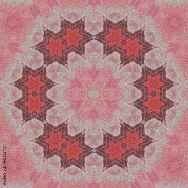 Fototapeta Traditional design with phulkari kalamkari motifs from Pakistan and Indian culture. Geometric ethnic floral pattern for carpet dupatta batik embroidery. Panjabi Digital print as boho Aztec texture art