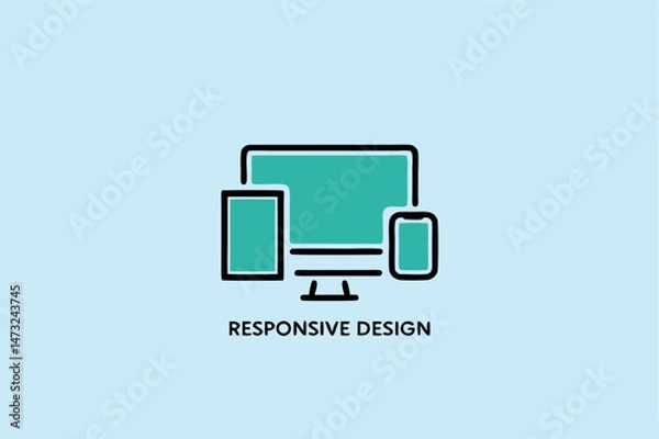 Fototapeta Vector icon of responsive design showing websites displayed on different digital devices