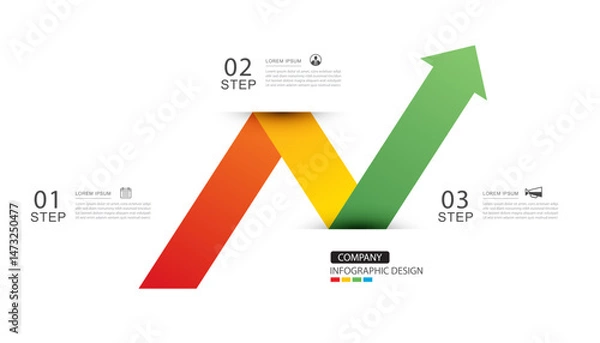 Fototapeta Infographics arrow from red to green layout template. Illustration business stocks abstract background.