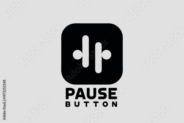Fototapeta Black and white minimal pause button logo design for website and mobile applications
