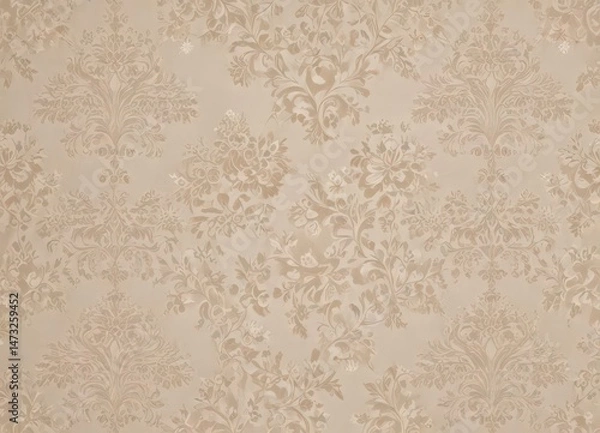 Obraz Subtle beige damask with small-scale floral repeat ,  surface,  background