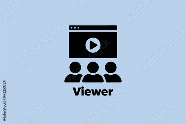 Fototapeta Group of viewers watching online video streaming conceptual illustration on a light blue background