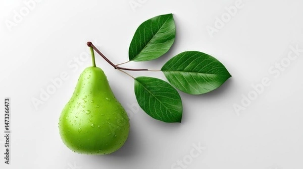 Obraz Realistic Pear on Plan white Background