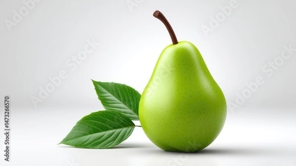 Obraz Realistic Pear on Plan white Background