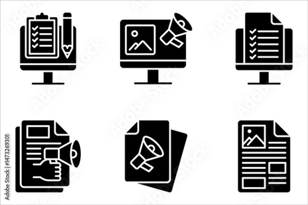 Fototapeta Content Marketing Line Icon Set, Content linear symbol design from SEO collection. vector illustration on white background