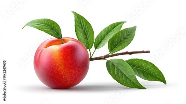 Obraz Realistic Peach Fruit on Plan white Background