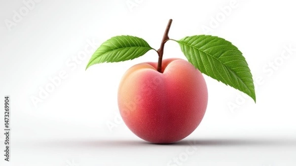 Obraz Realistic Peach Fruit on Plan white Background
