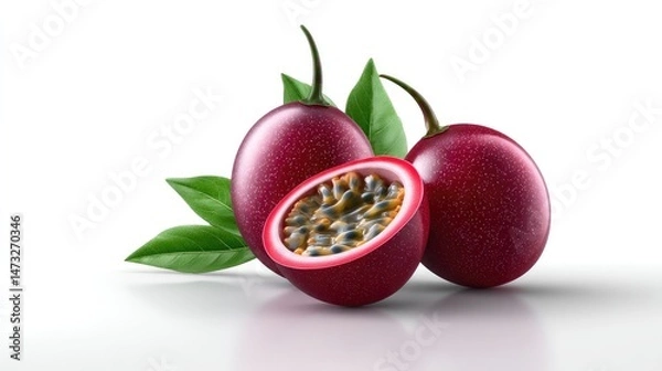 Obraz Realistic Passion Fruit on Plan white Background