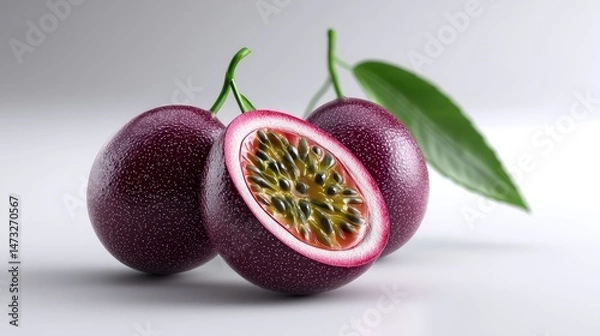 Obraz Realistic Passion Fruit on Plan white Background