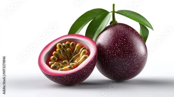 Obraz Realistic Passion Fruit on Plan white Background