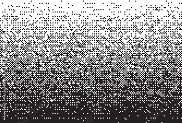 Fototapeta Monochrome Digital Noise Pattern Texture , A glitch-inspired monochrome digital pattern made of pixelated dot noise. Great for tech visuals, backgrounds, and experimental designs.