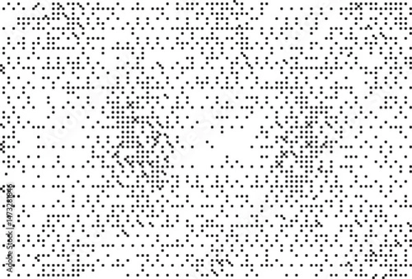 Fototapeta Monochrome Digital Noise Pattern Texture , A glitch-inspired monochrome digital pattern made of pixelated dot noise. Great for tech visuals, backgrounds, and experimental designs.
