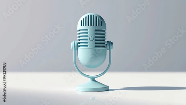 Fototapeta Retroinspired microphone casts serene shadow