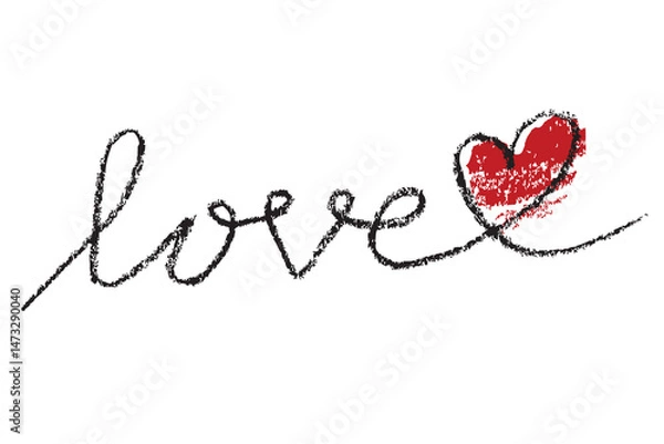 Obraz simple vector sketch crayon red love doodle hand draw