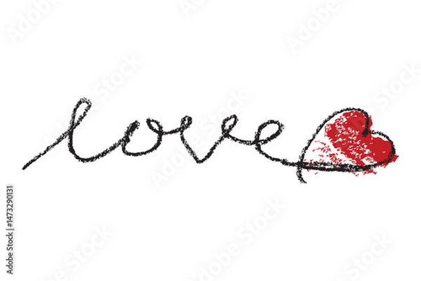 Obraz simple vector sketch crayon red love doodle hand draw