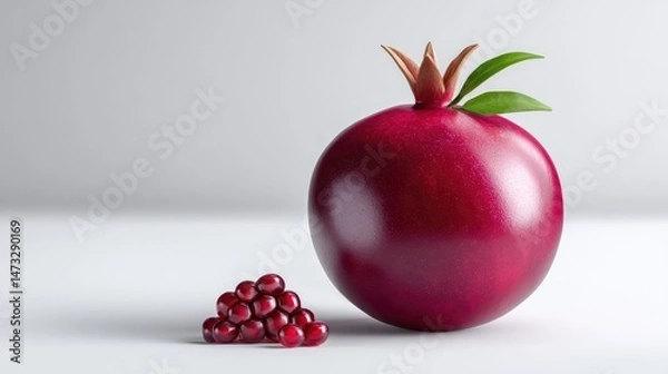 Fototapeta Realistic Pomegranate on Plan white Background