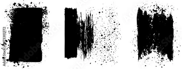 Fototapeta Vertical Grunge Ink Brush Strokes with Splatter Texture, Abstract Design Elements