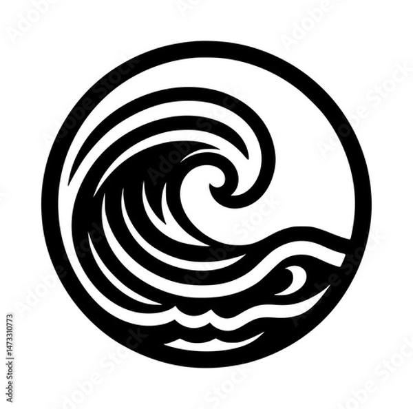 Obraz Wave Icon Logo Black Vector Ocean Motion