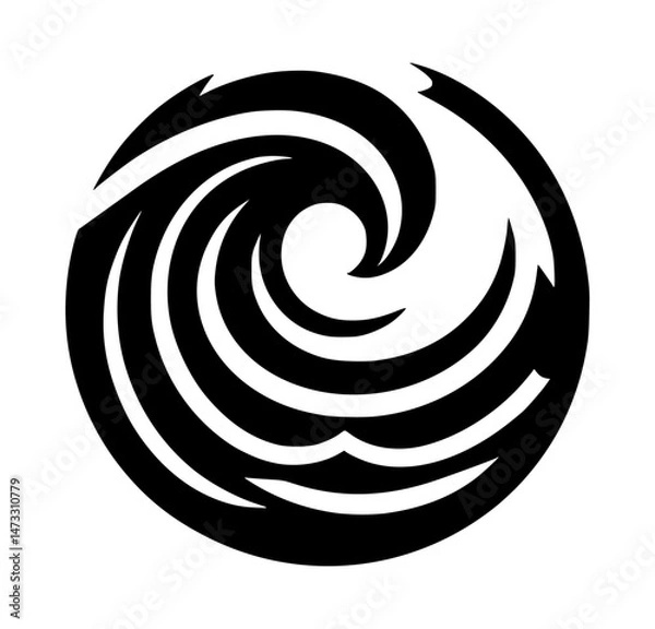 Obraz Wave Icon Logo Black Vector White Background